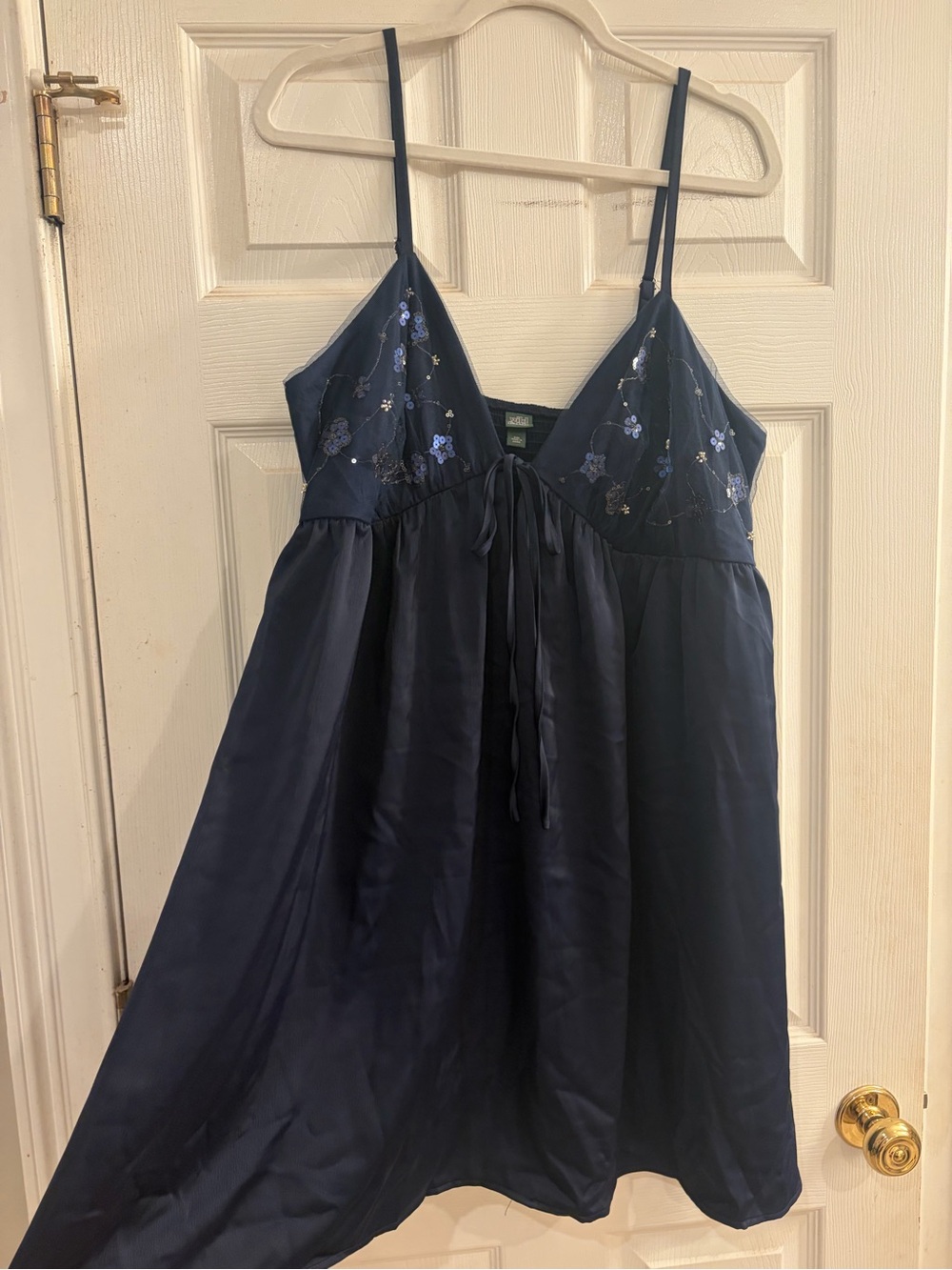 Wild Fable Navy Embroidered Satin Mini Dress (NWOT)